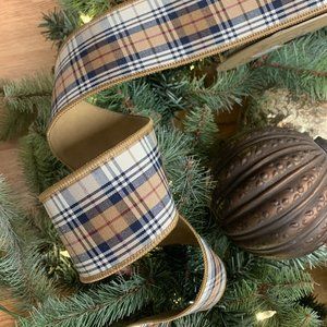 COPY - New Designer D. Stevens Fine Ribbons Plaid Blue Tan Worn Leather Fall 2.…